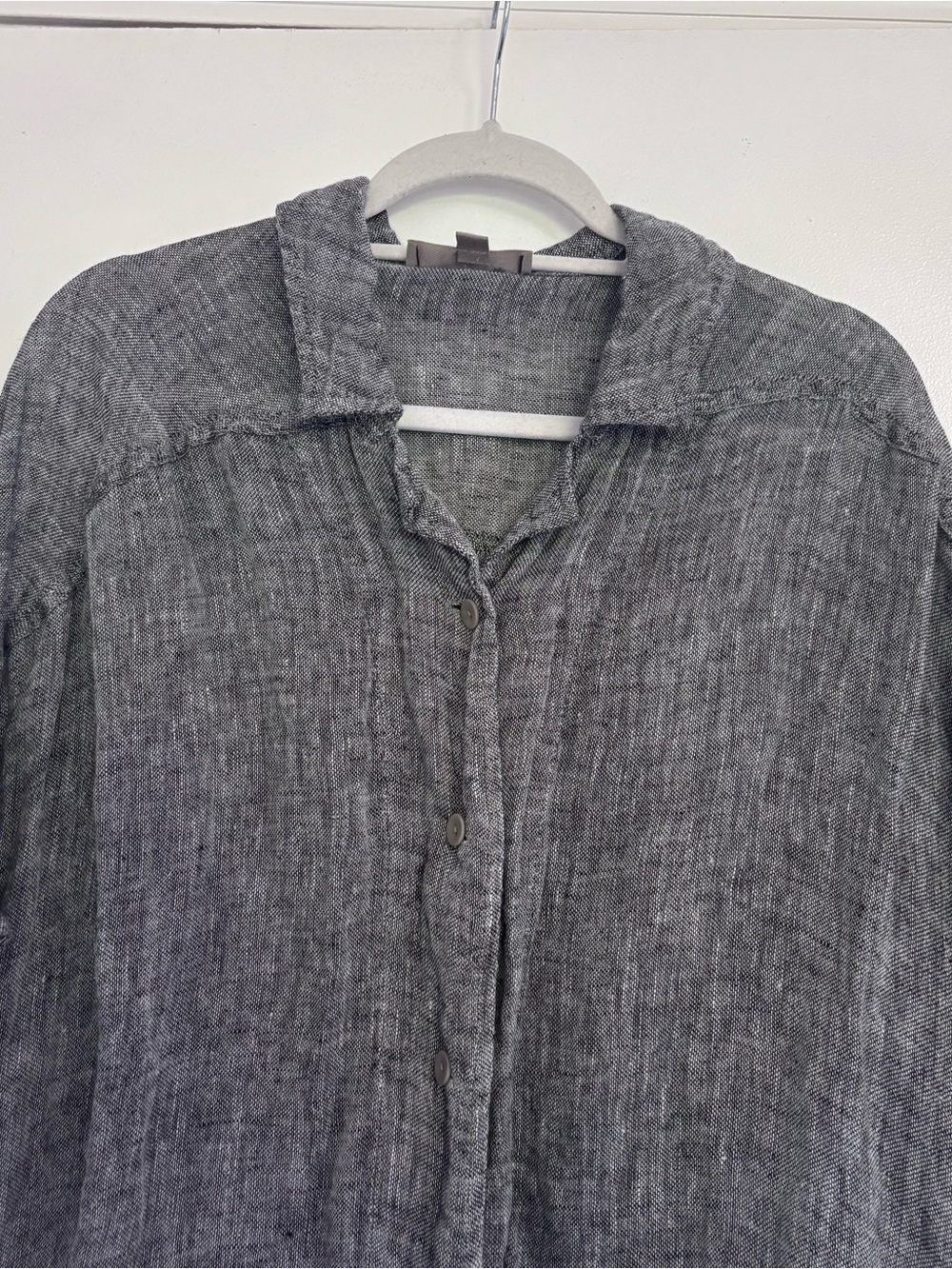 Flax grey linen button up collared shirt - Picture 4 of 8